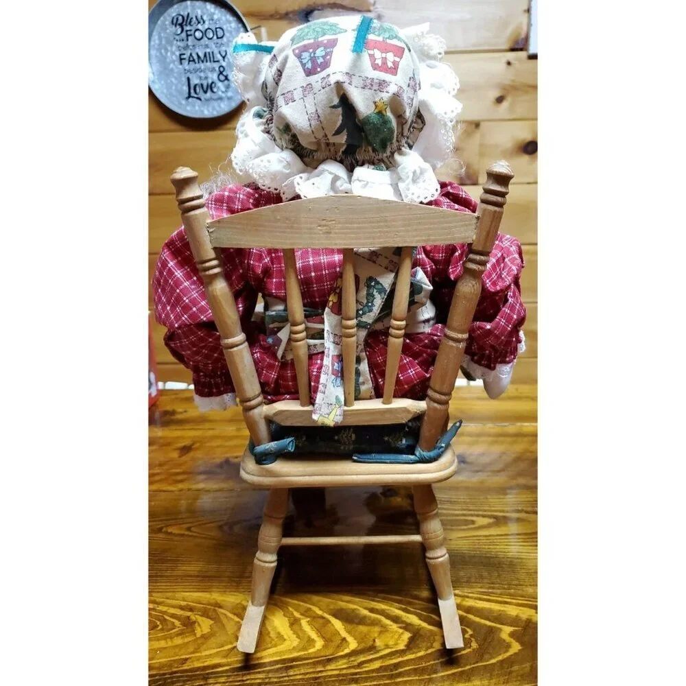 Vintage Santa Claus in chair And Mrs. Claus in rocking chair Christmas